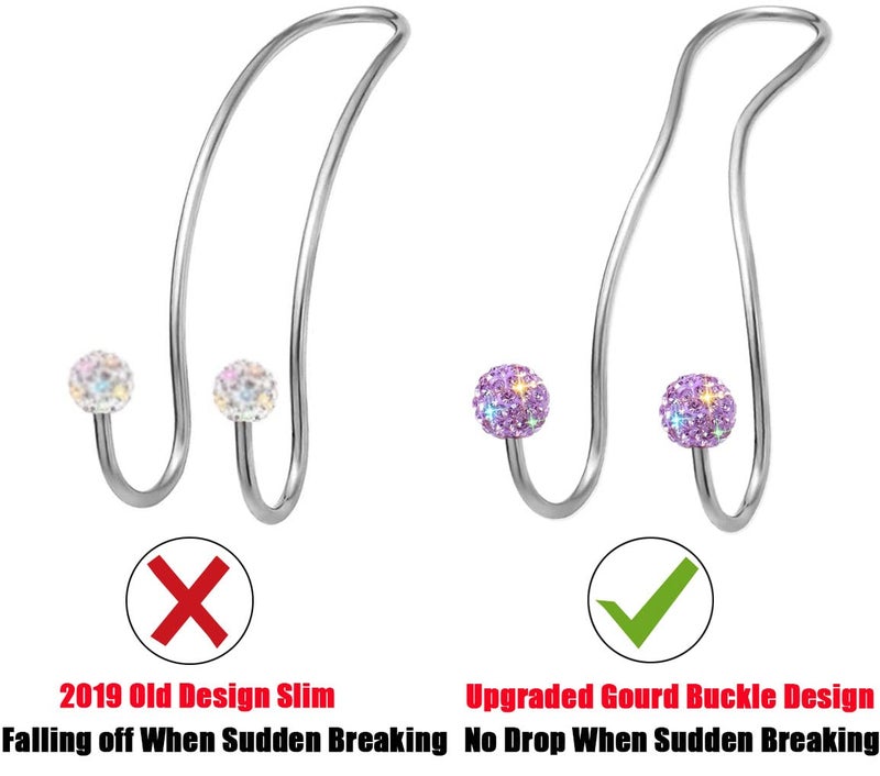 MTGOCHA Bling Purse Hook for Car Headrest Hooks Upgraded Cute Car Purse Hooks Car Seat Hooks for Headrest Metal Car Bag Hooks Car Purse Holder Hook Hanger Bling Car Accessories for Women,Light Purple - Image 5