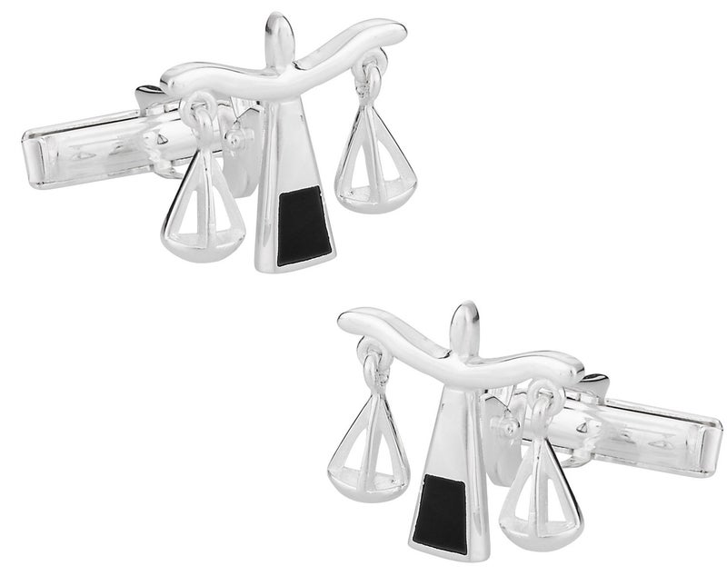 Cuff-Daddy 925 Sterling Silver Scales of Justice Lawyer Cuff Links with Presentation Box - Image 1