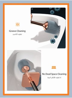 UNUNS فرشاة وحامل المرحاض، منظف المرحاض وحامل مغطى، سهل الإخفاء، مقاوم للتقطير، فرشاة المرحاض من السيليكون باللون الأسود  - Image 5