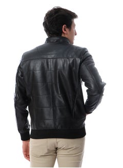 Generic TOP LEATHER Men's Stand Collar Leather Jacket Motorcycle Lightweight genuine Leather Outwear(M11)  - Image 3