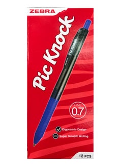 ZEBRA 12 Piece Pic knock Blue Retractable Ballpoint Pen 0.7mm Medium Tip  - Image 1