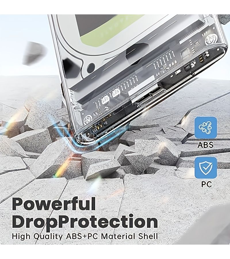 2.5 بوصة، نوع C، علبة محرك أقراص صلبة شفافة محمولة بسعة تخزين 4 تيرابايت، من SATA إلى USB 3.0، بدون أدوات، لأجهزة الكمبيوتر المحمولة وأجهزة سطح المكتب، لنقل بيانات سريع - Image 2