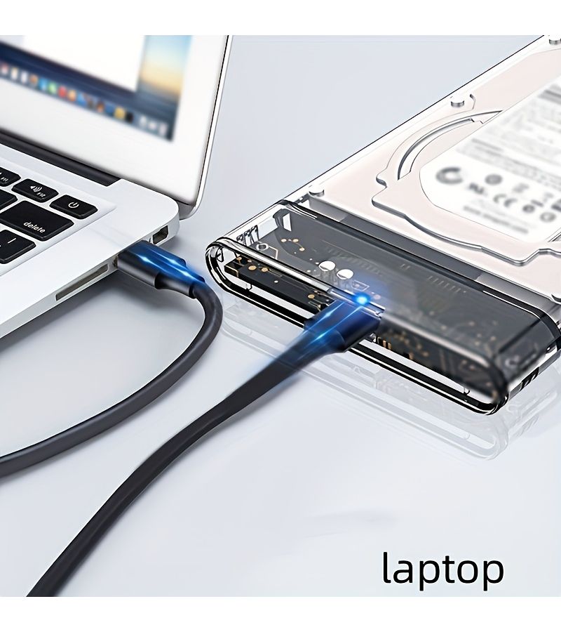 2.5 بوصة، نوع C، علبة محرك أقراص صلبة شفافة محمولة بسعة تخزين 4 تيرابايت، من SATA إلى USB 3.0، بدون أدوات، لأجهزة الكمبيوتر المحمولة وأجهزة سطح المكتب، لنقل بيانات سريع - Image 4