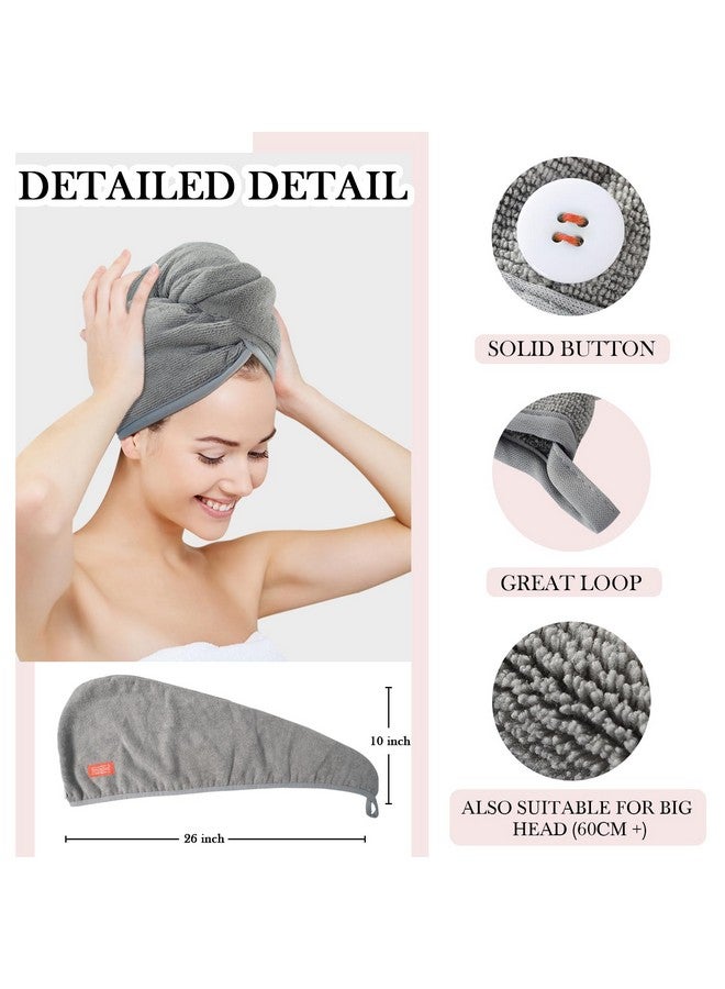 YoulerTex YoulerTex Ultra Plush Microfiber Hair Towel Wrap for Women, 2 Pack 10 inch X 26inch Purple, Ultra Absorbent Twist Hair Turban Drying Cap Hair Wrap, for Drying Curly, Long & Thick Hair (Gray) - Image 3