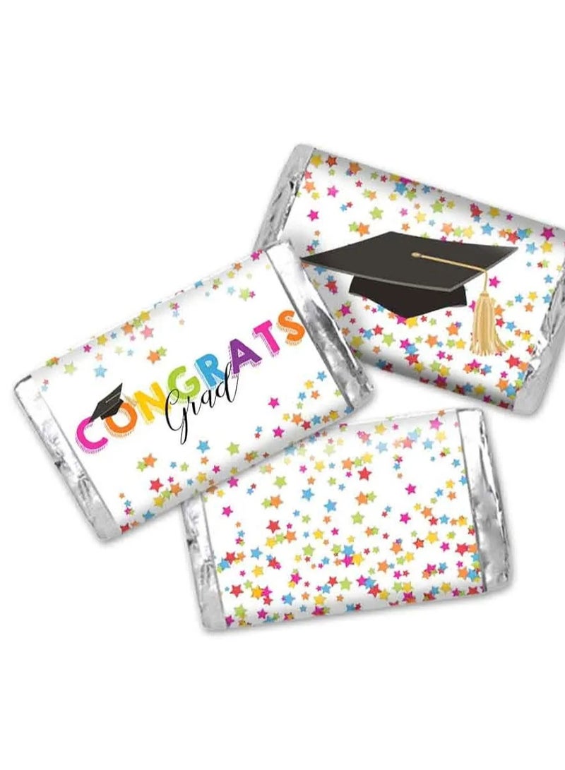 Confetti Graduation Themed Mini Chocolate Candy Bar Sticker Wrappers, 45 1.4" x 2.6" Wrap Around Labels by Great for Party Favors - Image 1