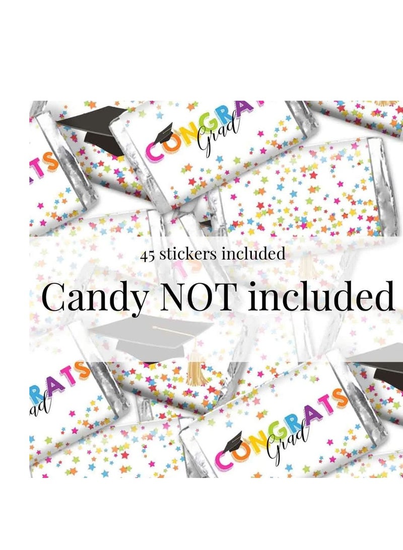 Confetti Graduation Themed Mini Chocolate Candy Bar Sticker Wrappers, 45 1.4" x 2.6" Wrap Around Labels by Great for Party Favors - Image 2