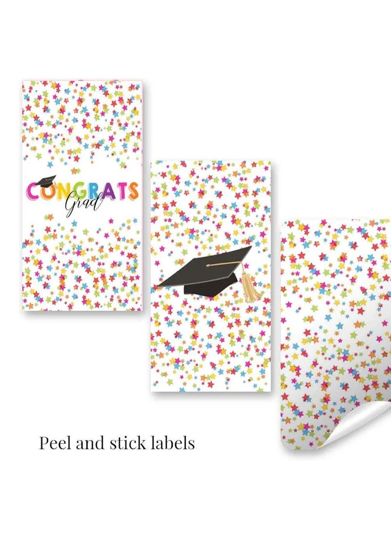 Confetti Graduation Themed Mini Chocolate Candy Bar Sticker Wrappers, 45 1.4" x 2.6" Wrap Around Labels by Great for Party Favors - Image 3