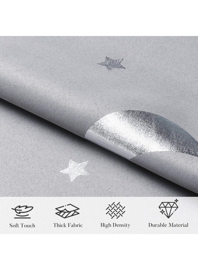 Relex 2 Panels Kids Curtains for Nursery, Star and Moon Blackout Curtains for Boys Girls Bedroom, Room Darkening Thermal Insulated Grommet Curtains for Baby, Grey - Image 5