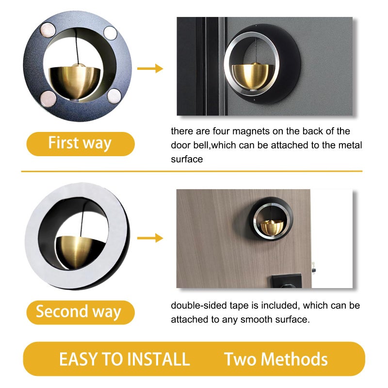 Cizenal Shopkeepers Bell for Door Opening, Door Chime for Business When Entering, Easy to Install Magnetic Doorbell, Unique Business Decorations and Entrance Hanging Decorations- Creative Gift (black) - Image 4