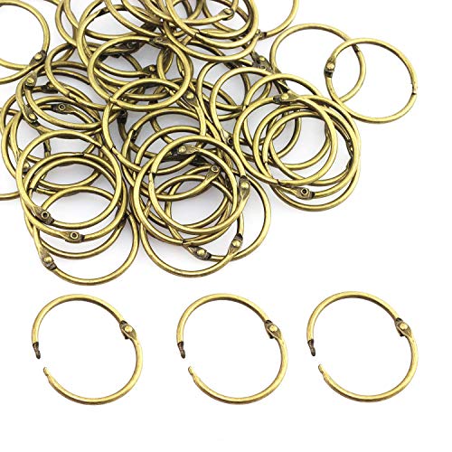XMHF 50pcs 1-inch Book Rings, Metal Loose Leaf Binder Ring Clips for Notebook Diary Photo Album DIY Planner Bronze - Image 5