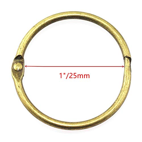 XMHF 50pcs 1-inch Book Rings, Metal Loose Leaf Binder Ring Clips for Notebook Diary Photo Album DIY Planner Bronze - Image 2