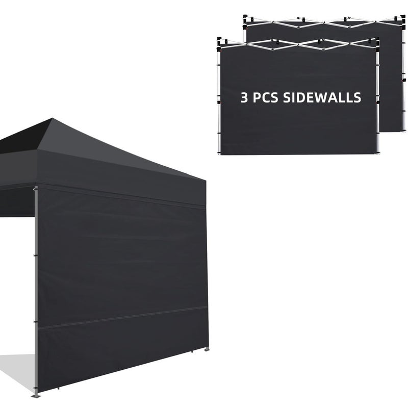 Joramoy Canopy Tent Sidewalls for 1010 Pop Up Canopy 3 Pack Instant Canopy Sunwall Waterproof and UV Protection Canopy Shade Wall Straight Leg Canopy Sidewalls 3 PCS OnlyBlack