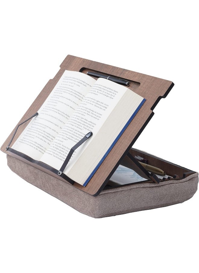 Vigo Wood  Book Stand With Storage, Book Holder, Reading Stand, Cookbook Holder, Recipe Book Stand, Wooden Book Stands For Reading, Cookbook Stand For Kitchen, Book Holder For Reading In Bed (Walnut)
