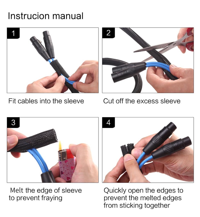 Alex Tech 25ft - 1/4 inch Cord Protector Wire Loom Tubing Cable Sleeve Split Sleeving For USB Cable Power Cord Audio Video Cable – Protect Cat From Chewing Cords - Black - Image 5