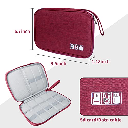 Lcsmaokin Electronics Travel Organizer,Portable Waterproof Electronic Travel Storage Bag for Small Charging Cord Storage,Charger,Small Electronics,SD Card etc,for Travel,Business -Wine Red - Image 5