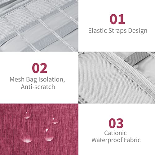 Lcsmaokin Electronics Travel Organizer,Portable Waterproof Electronic Travel Storage Bag for Small Charging Cord Storage,Charger,Small Electronics,SD Card etc,for Travel,Business -Wine Red - Image 4