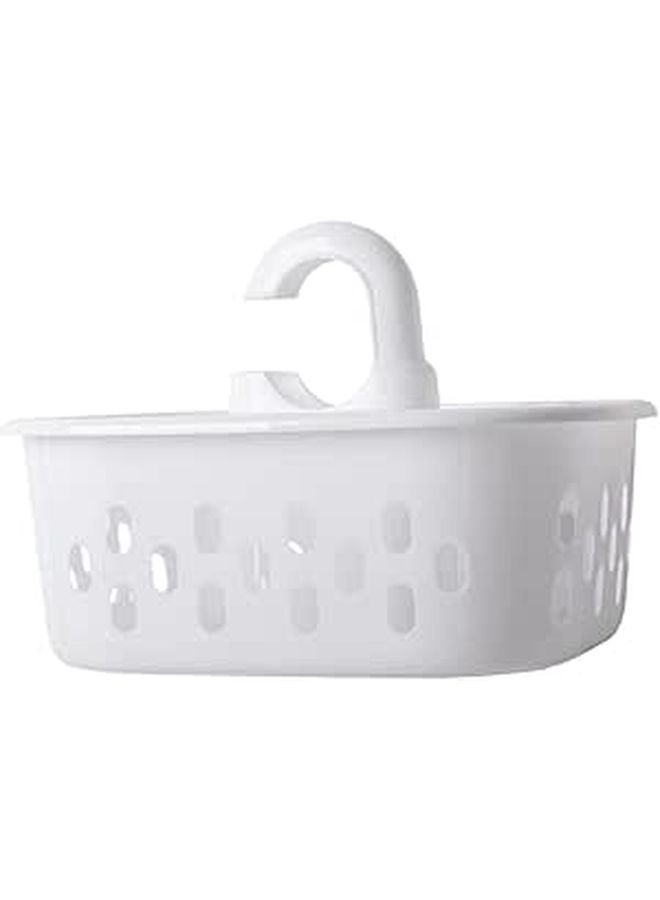 Portable Shower Storage Basket with Ergonomic Handle for Bathroom Dorm Organization White - Image 1