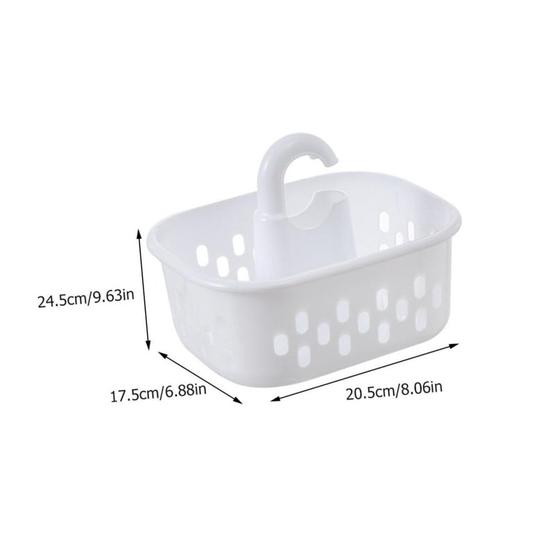 Portable Shower Storage Basket with Ergonomic Handle for Bathroom Dorm Organization White - Image 3