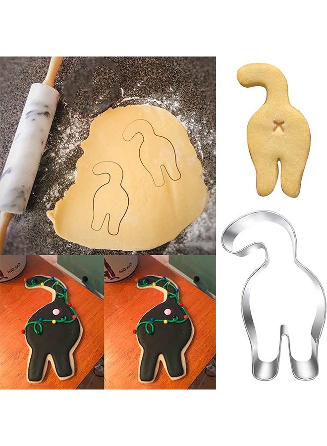 Quantum 6 Pcs Mini Cat Cookie Cutter Set - Small Stainless Steel Animal Cookie Cutters with Cat Face, Kitty Butt, Paw and 3 Cute Shapes Molds - Tiny Fruit Cutter for Kids - Geometric Set for Biscuit Cutter (Silver) - Image 5