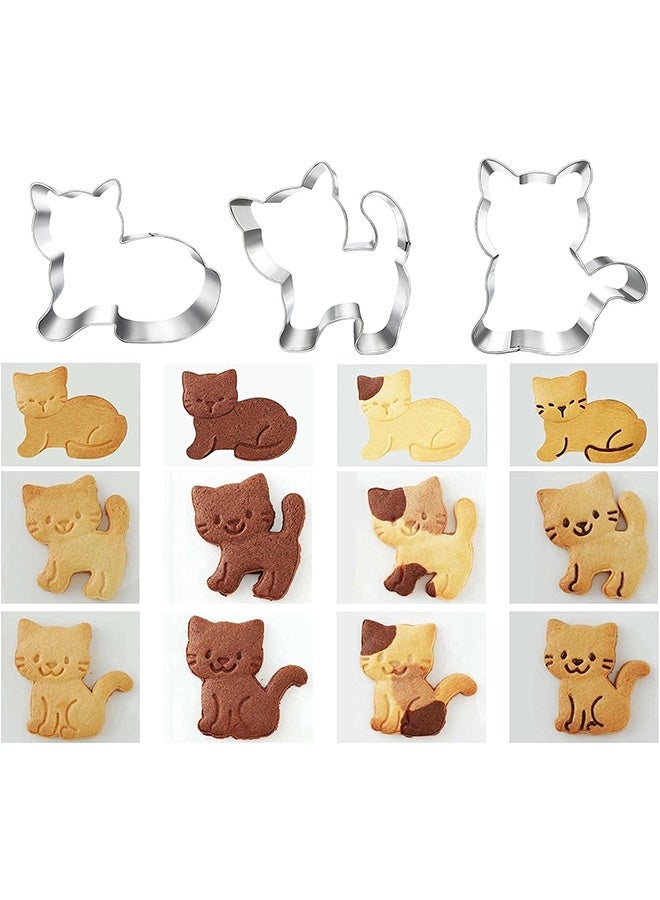 Quantum 6 Pcs Mini Cat Cookie Cutter Set - Small Stainless Steel Animal Cookie Cutters with Cat Face, Kitty Butt, Paw and 3 Cute Shapes Molds - Tiny Fruit Cutter for Kids - Geometric Set for Biscuit Cutter (Silver) - Image 4