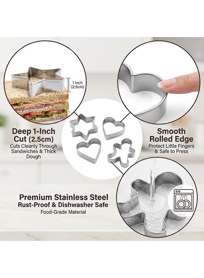 Quantum 6 Pcs Mini Cat Cookie Cutter Set - Small Stainless Steel Animal Cookie Cutters with Cat Face, Kitty Butt, Paw and 3 Cute Shapes Molds - Tiny Fruit Cutter for Kids - Geometric Set for Biscuit Cutter (Silver) - Image 3