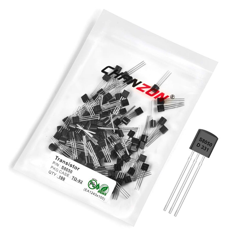 CHANZON S8050 TO-92 NPN Power BJT Bipolar Junction Transistor (Pack of 100pcs) - Image 1