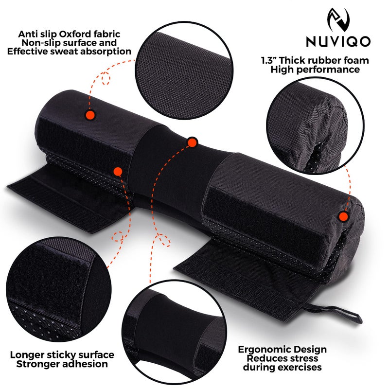 Nuviqo Barbell Pad Squat Pad for Lunges and Squats - Hip Thrust Pad for Standard and Olympic Bars - Provides Cushion to Neck and Shoulders While Training - Image 2
