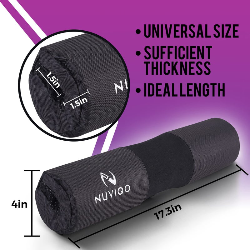 Nuviqo Barbell Pad Squat Pad for Lunges and Squats - Hip Thrust Pad for Standard and Olympic Bars - Provides Cushion to Neck and Shoulders While Training - Image 3
