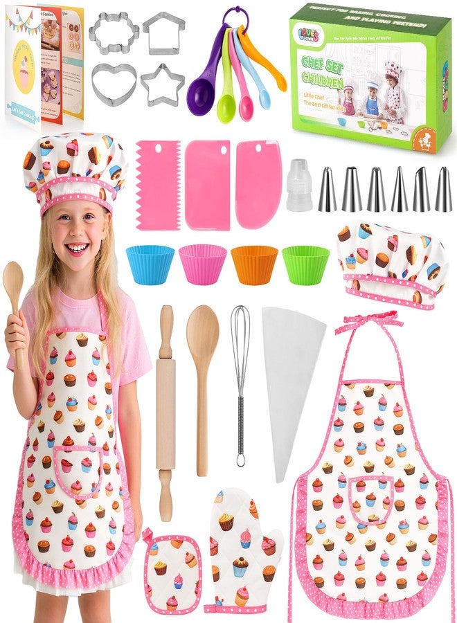 LovesTown Kids Cooking and Baking Sets, 32PCS Kids Chef Hat and Apron Pretend Play Toys for Toddler Gifts for Boys Girls Ages 3-8 - Image 1
