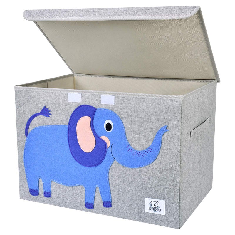 CLCROBD Foldable Large Kids Toy Chest with FlipTop Lid Collapsible Fabric Animal Toy Storage OrganizerBinBoxBasketTrunk for Toddler Children and Baby Nursery Elephant