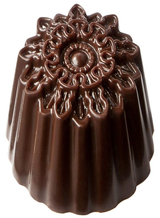 Chocolate World 1788 Polycarbonate Chocolate Mold Fluted Ornamental-Top-Round Candy Mould with 21 Cavities, Each 30.5mm Diameter x 19mm High - Image 1