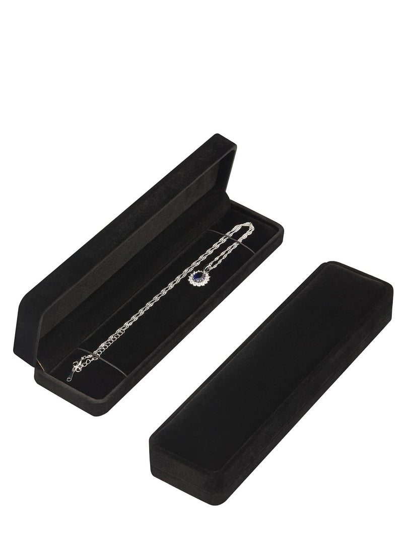 KASTWAVE - Long Velvet Jewelry Chain Necklace Gift Box Set, Bracelet Storage Case, Jewelry Display Box for Wedding, Engagement, Proposal, Birthday and Anniversary 1 Piece (Black) - Image 1