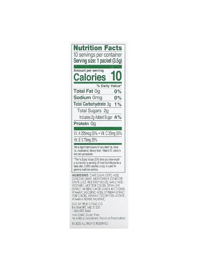 True Citrus True Citrus, True Lemon, Kids Drink Mix, Groovy Grape, 10 Packets, 0.12 oz (3.5 g) Each  - Image 2