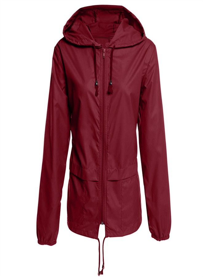 Loquat Hooded Zippered Cardigan Hiking Raincoat Jacket 