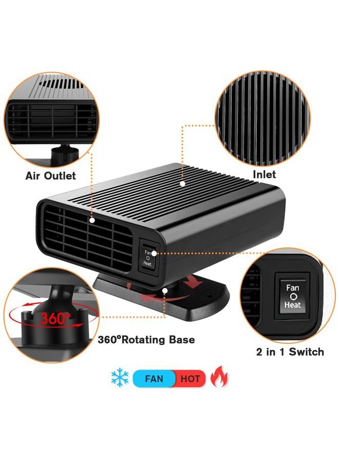 Fun Gift 12V Dual-Mode Car Heater & Defogger, 150W Rapid Windshield Defroster & Cooler, Hot/Cold Air Fan for Windshield Ice Frost Removal - Image 2