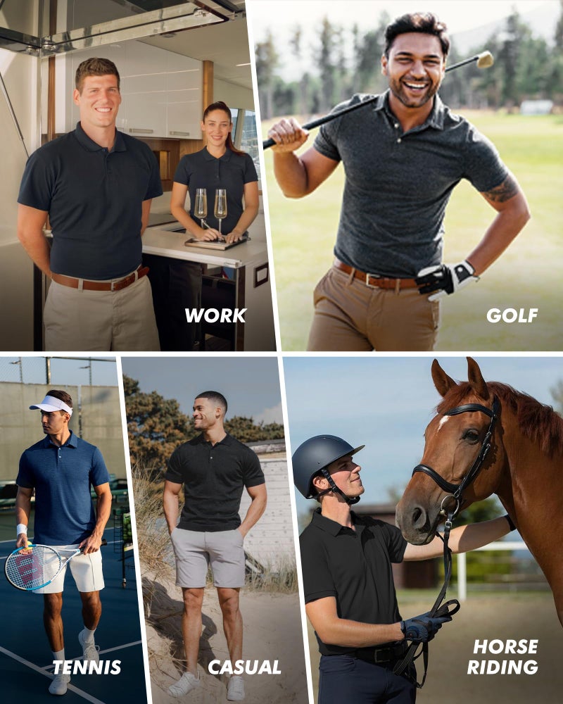 BOOJO 7 Pack Polo Shirts for Men - Quick Dry Moisture Wicking Performance Short Sleeve Mens Golf Shirts for Casual Work - Image 5
