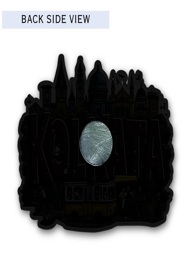 GiftODay Indian City Kolkata Theme Souvenir Wooden Fridge Magnet for Refrigerator - Printed Fridge Magnet for Kitchen & Home Decor | Perfect Souvenir Gift | Size 3x3 Inches | Pack of 1 - Image 2
