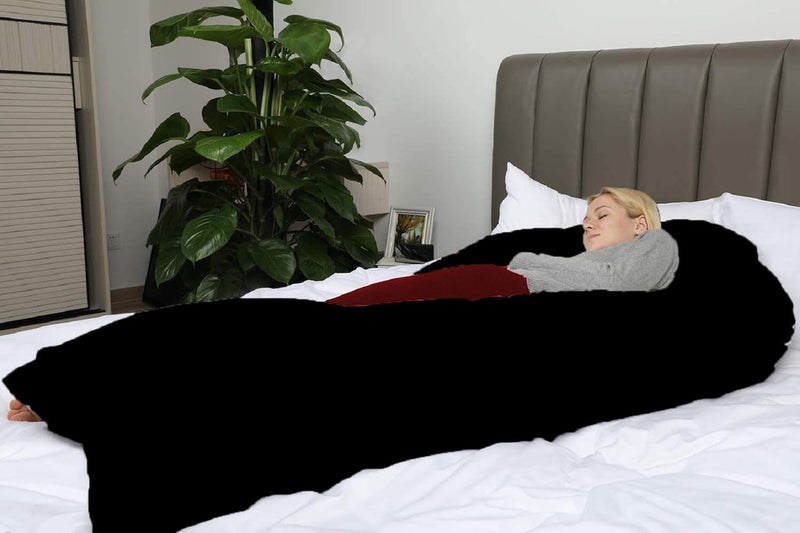 PumPum Pregnancy Pillow with Velvet Cover UShape Full Body Pillow Maternity Support Pillow Cushion Pillow for Pregnant WomenBlack - Image 5