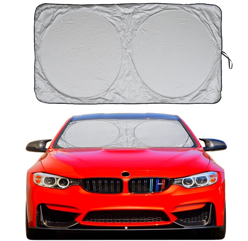 Car Sun Shade with Storage Pouch by A1 Sunshades Shield Protector Blocker Retractable Cover Sunscreen Auto Interior Accessories Visor Small