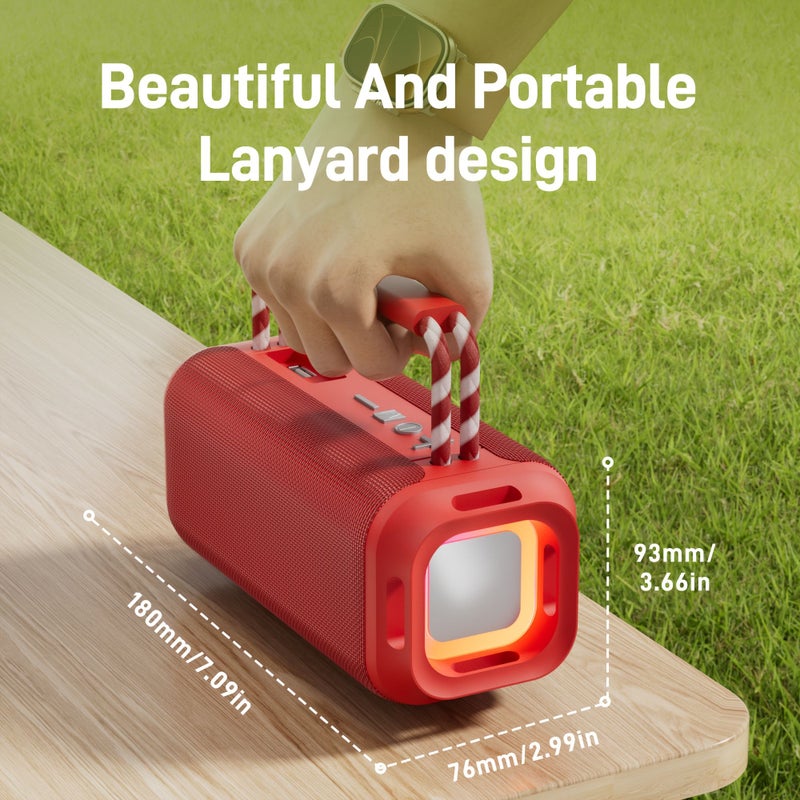 مكبر صوت محمول باللون الأسود (RGB) بصوت عالي الوضوح، يدعم USB وTF وAUX وType C، مزود بحامل مدمج، صغير الحجم، متين، للاستخدام الخارجي - Image 2