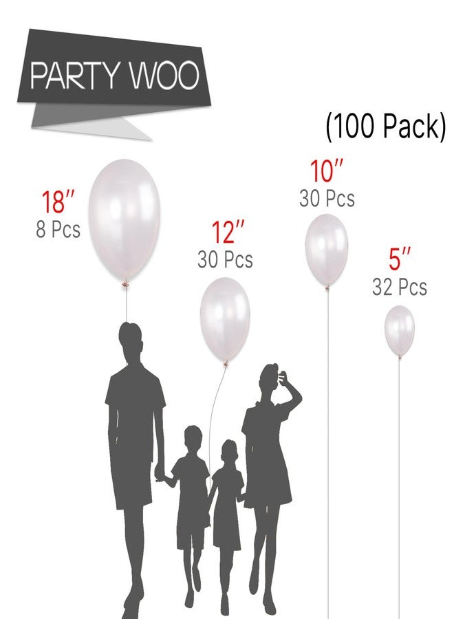 PartyWoo Pearl White Balloons 100 pcs Different Sizes Pack of 18 12 10 5 Inch White Latex Balloon Arch Kit Garland for Wedding Bridal Graduation Baby Shower Birthday Party Decorations White-Z30 - Image 2