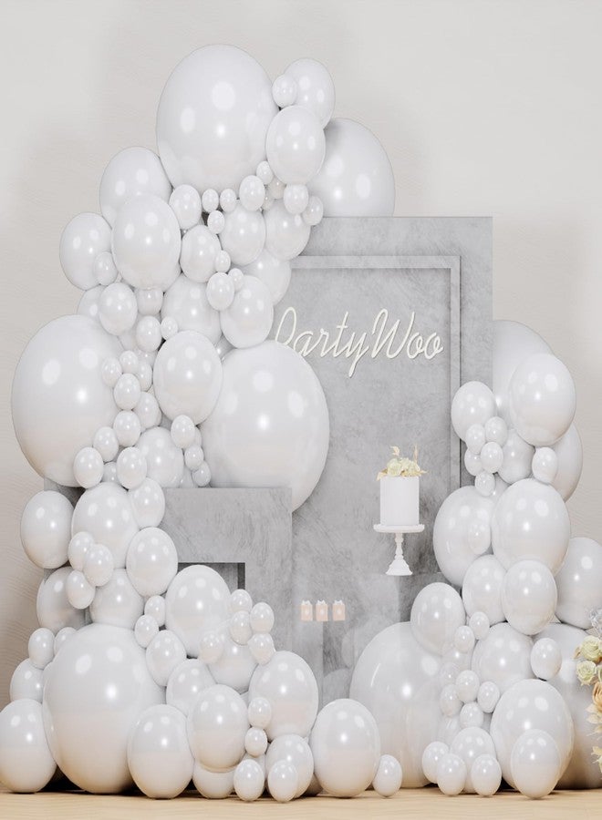 PartyWoo Pearl White Balloons 100 pcs Different Sizes Pack of 18 12 10 5 Inch White Latex Balloon Arch Kit Garland for Wedding Bridal Graduation Baby Shower Birthday Party Decorations White-Z30 - Image 1