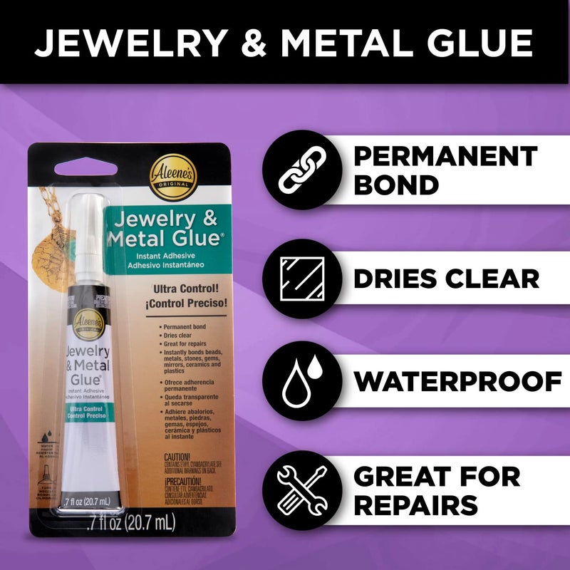 Aleene's 21709 Jewelry & Metal Glue, 0.7 oz - Instant Adhesive, Permanent Bond, Waterproof, Dries Clear, Ideal for Repairs - Image 3