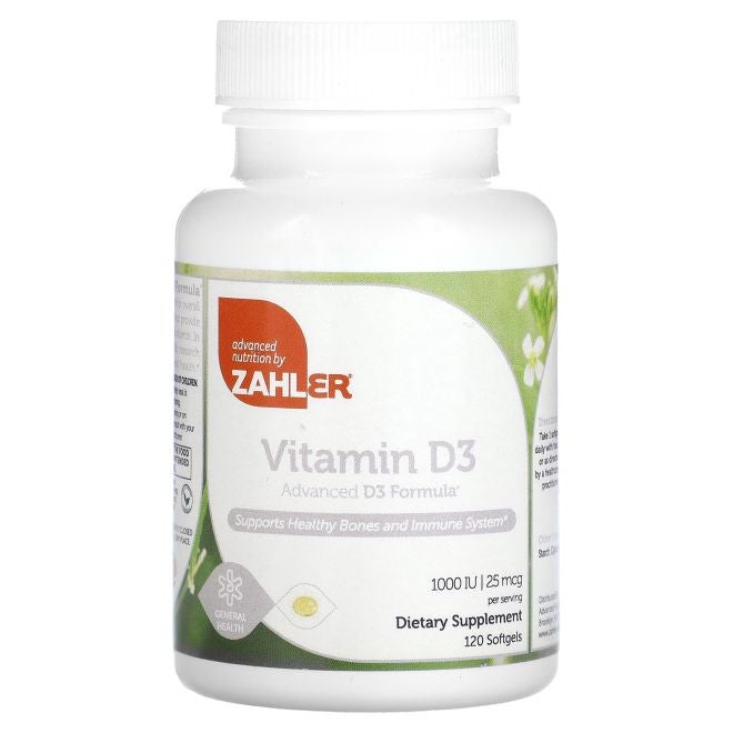 Zahler Vitamin D3 Advanced D3 Formula 25 mcg (1000 IU) 120 Softgels - Image 1