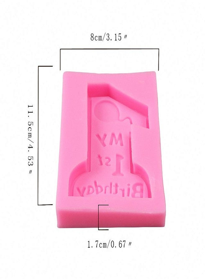 Fewo Number 1 Silicone Fondant Mold, 1st Birthday Chocolate Candy Sugar Craft Mold Happy Birthday Handmade Candle Mold for Cake Topper Decoration Kids Party Supplies Gift - Image 2