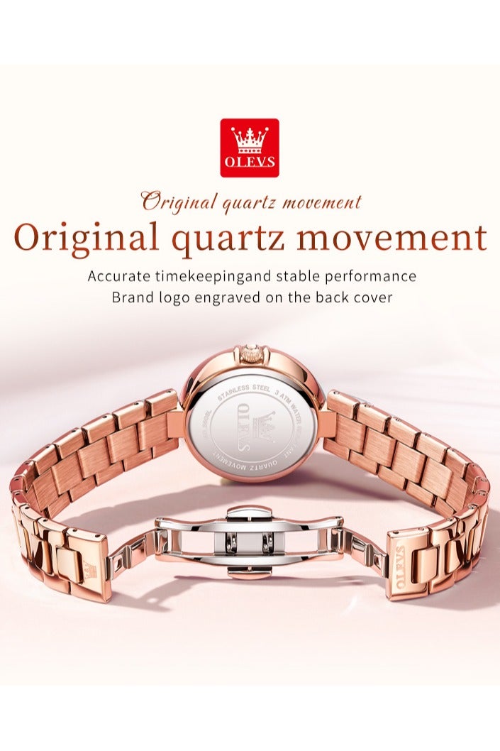 OLEVS Women's Quartz Watch, Elegant Luxury Design with Diamond Accents, Stainless Steel Strap, Waterproof with Calendar Function - Image 4