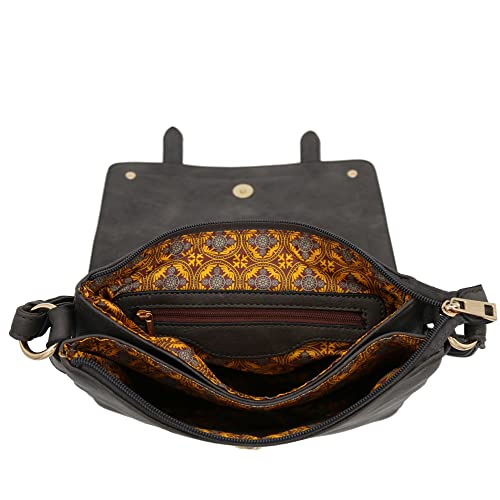 ALYSSA Double Compartment Large Flapover Crossbody Bag (Charcoal Grey) - Image 5