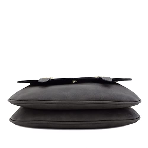 ALYSSA Double Compartment Large Flapover Crossbody Bag (Charcoal Grey) - Image 4