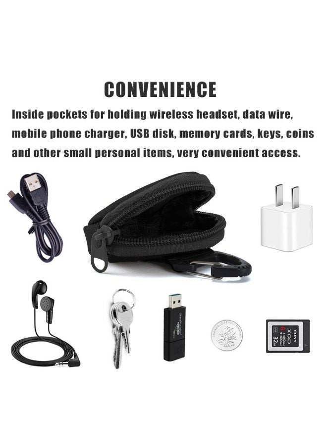 Outdoor Circle Key Holder Case - Small Zipper Coin Purse & Keychain Wallet, EDC Pouch for Military Gear, Change Wallet, Wireless Headset Pack - Set of 3 Pieces - Image 4