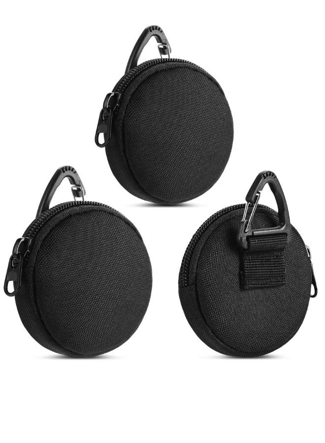 Outdoor Circle Key Holder Case - Small Zipper Coin Purse & Keychain Wallet, EDC Pouch for Military Gear, Change Wallet, Wireless Headset Pack - Set of 3 Pieces - Image 1